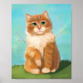 かわいいオレンジ色の猫 赤ちゃんと子供の部屋の装飾 ポスター (正面)