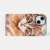 かわいいオレンジ色の猫 iPhone 15ケース (裏面横)