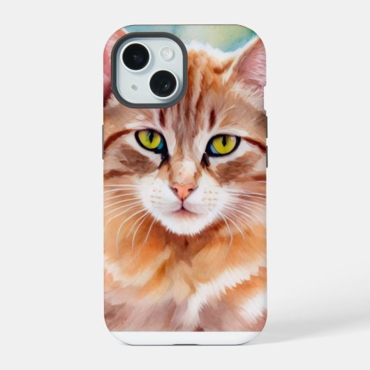 かわいいオレンジ色の猫 iPhone 15ケース (裏面)