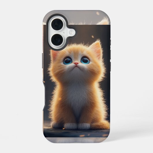 かわいいオレンジ色の猫 iPhone 16ケース (裏面)