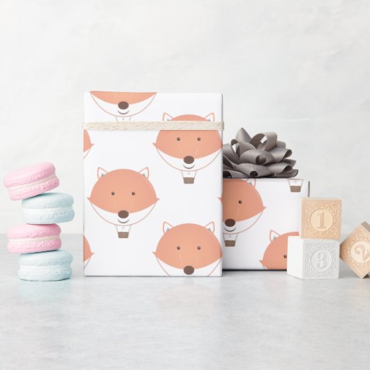 かわいいオレンジ色の白キツネホットエアバルーンベビーシャワー ラッピングペーパー (ベビーシャワー)