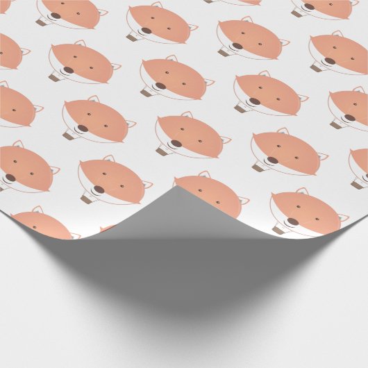 かわいいオレンジ色の白キツネホットエアバルーンベビーシャワー ラッピングペーパー (角)