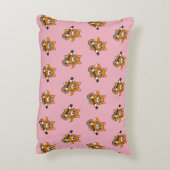 かわいいオレンジ色の白遊猫のギター漫画 アクセントクッション (裏面(縦))