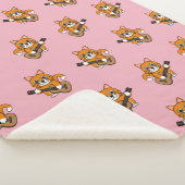 かわいいオレンジ色の白遊猫のギター漫画 シェルパブランケット (3/4)