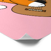 かわいいオレンジ色の白遊猫のギター漫画 ポスター (角)