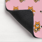 かわいいオレンジ色の白遊猫のギター漫画 マウスパッド (コーナー)