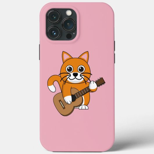 かわいいオレンジ色の白遊猫のギター漫画 Case-Mate iPhoneケース (裏面)