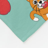 かわいいオレンジ色の白食べ猫の赤りんご漫画 フリースブランケット (角)