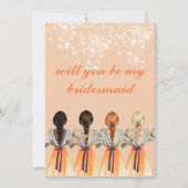 かわいいオレンジ色の結婚式の仲人にお誘いします 招待状 (正面)