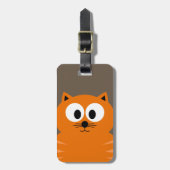 かわいいオレンジ色の脂肪猫の名前とトープ ラゲッジタグ (正面縦)