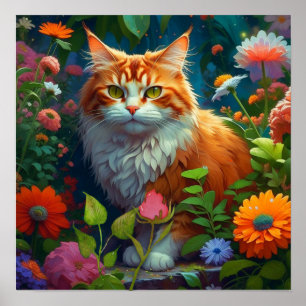 かわいいオレンジ色の花 ポスター