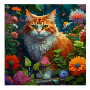 かわいいオレンジ色の花 ポスター