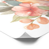 かわいいオレンジ色の虎猫子猫と花の水色 ポスター (角)