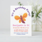 かわいいオレンジ色の蝶の漫画イラスト 招待状 (スタンド正面)