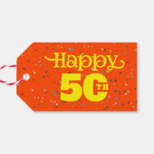 かわいいオレンジ色の誕生日 ギフトタグ (裏面横)