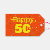 かわいいオレンジ色の誕生日 ギフトタグ (正面(横))