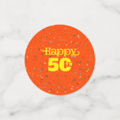 かわいいオレンジ色の誕生日 コンフェッティ (スモール正面)