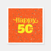 かわいいオレンジ色の誕生日 スタンダードカクテルナプキン (正面)