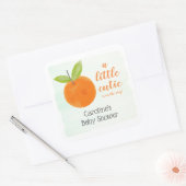 かわいいオレンジ色の赤ちゃんシャワープレゼント スクエアシール (封筒)