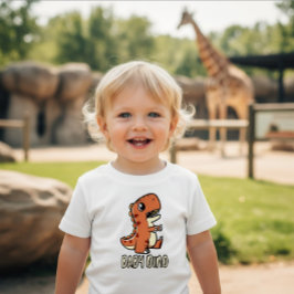 かわいいオレンジ色の赤ちゃん恐竜Tシャツ ベビーTシャツ