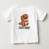 かわいいオレンジ色の赤ちゃん恐竜Tシャツ ベビーTシャツ (正面)