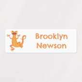 かわいいオレンジ色の踊りパーソナライズされた ラベル (デザイン2)