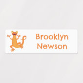 かわいいオレンジ色の踊りパーソナライズされた ラベル (デザイン1)