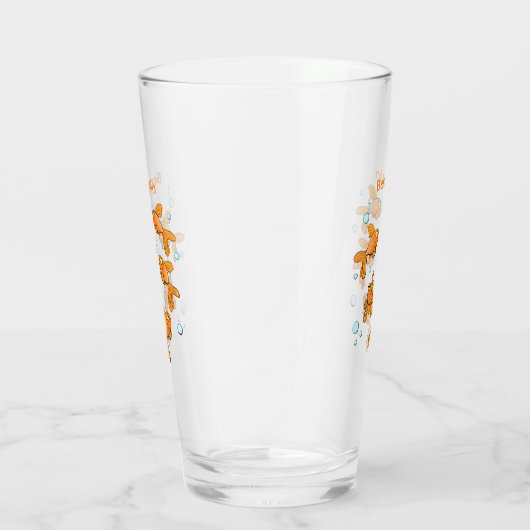かわいいオレンジ色の金魚の漫画イラストレーション タンブラーグラス (右)