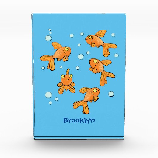 かわいいオレンジ色の金魚の漫画イラストレーション フォトブロック (正面)