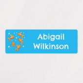 かわいいオレンジ色の金魚の漫画パーソナライズされた ラベル (デザイン2)