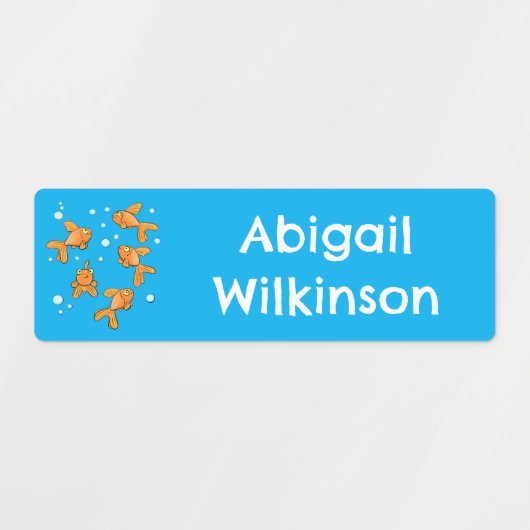 かわいいオレンジ色の金魚の漫画パーソナライズされた ラベル (デザイン2)