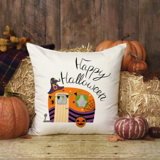 かわいいオレンジ色の魔女ハットキャンパーハロウィーン クッション