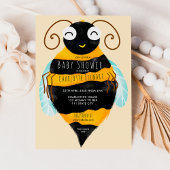 かわいいオレンジ色の黒ストライプのまわりにの赤ちゃんシャワー 招待状