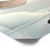 かわいいオレンジ遊キツネのアイスホッケーアート子供部屋 ポスター (角)