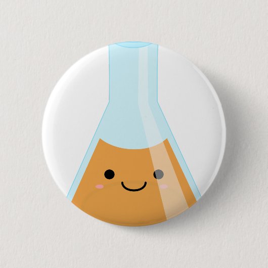 かわいいオレンジ錬金術のかわいいのフラスコ 缶バッジ (正面)