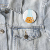 かわいいオレンジ錬金術のかわいいのフラスコ 缶バッジ (インサイチュ)