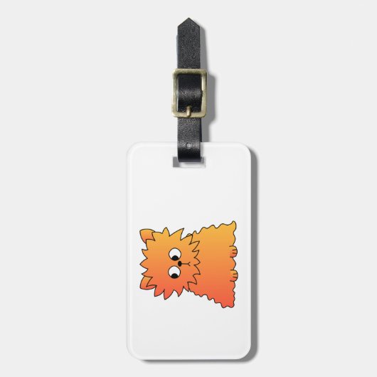 かわいいオレンジ長い毛猫 ラゲッジタグ (正面縦)