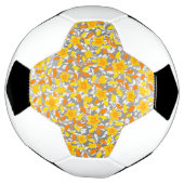 かわいいオレンジ黄色白い花の模様 サッカーボール (回転)