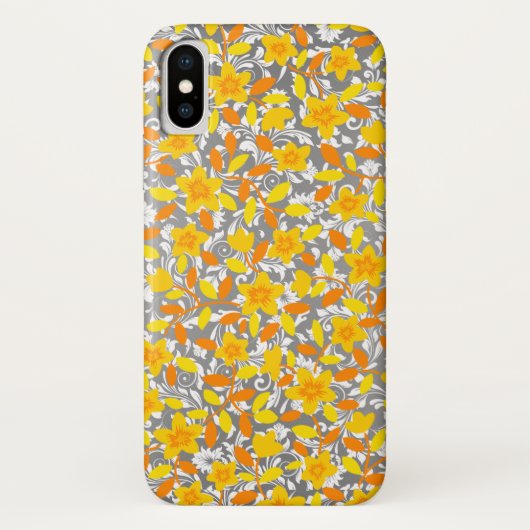 かわいいオレンジ黄色白い花の模様 Case-Mate iPhoneケース (裏面)