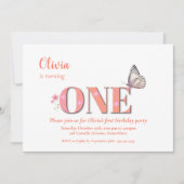 かわいいオレンジ1歳の誕生日パーティー 招待状 (正面)