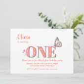 かわいいオレンジ1歳の誕生日パーティー 招待状 (スタンド正面)