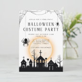 かわいいオレンジ＆ブラックの大人のハロウィンパーティー 招待状 (スタンド正面)