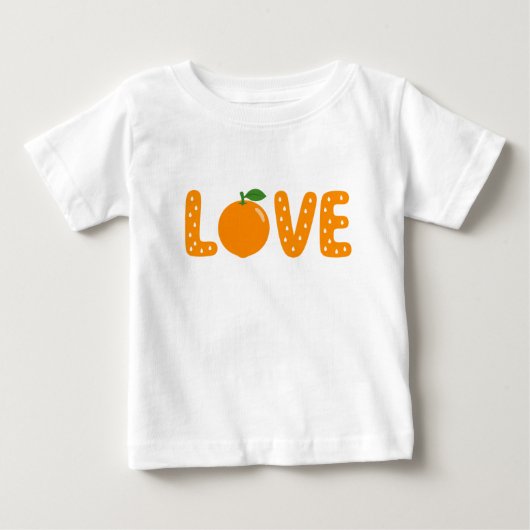 かわいいオレンジLOVE子供用Tシャツ ベビーTシャツ (正面)