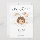 かわいいオンクラウド9ベビーシャワー 招待状 (正面)