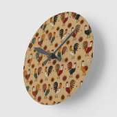 かわいいオンドリの柱時計 ラウンド壁時計 (傾斜)