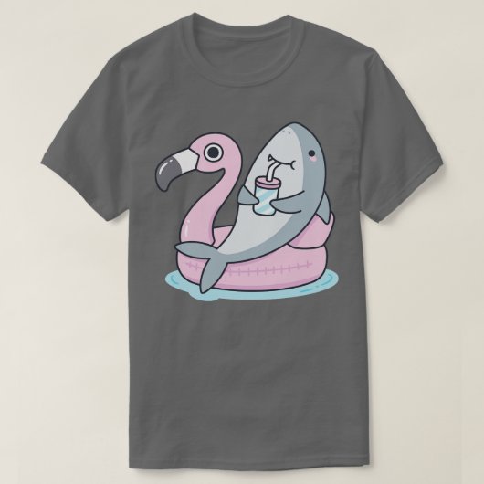 かわいいオンフラミンゴプール浮き Tシャツ (デザイン正面)