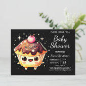 かわいいオンライン小さなマフィン男の子の赤ちゃんシャワー 招待状 (スタンド正面)