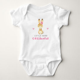 かわいいオンリーワン バニーちゃん 1歳の誕生日 おめでとう 女の子 ベビーボディスーツ