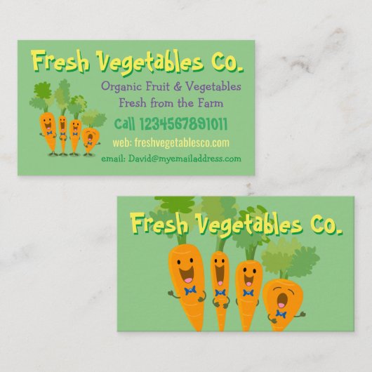 かわいいオーガニックマンガ野菜の果物栽培者 名刺 (正面/裏面)
