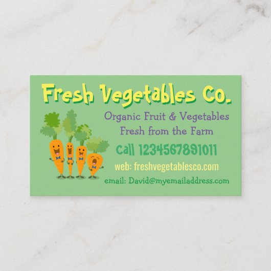 かわいいオーガニックマンガ野菜の果物栽培者 名刺 (正面)
